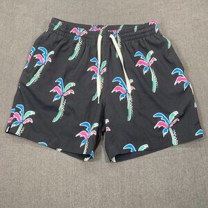 Chubbies Mens Medium Swim Trunks 5.5" Inseam Black Palm Tree Print Mesh Lining